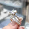 3.75ct Emerald Cut White Sapphire 2pcs Bridal Set in Gold
