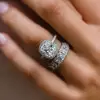 6.8ct Cushion Cut White Sapphire 2pcs Bridal Set