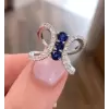 5.6ctw Blue & White Sapphire Butterfly Cocktail Ring
