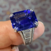 14ct Emerald Cut Blue Sapphire Engagement Ring