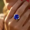 14ct Emerald Cut Blue Sapphire Engagement Ring