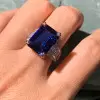 14ct Emerald Cut Blue Sapphire Engagement Ring