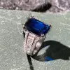 14ct Emerald Cut Blue Sapphire Engagement Ring