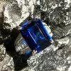 14ct Emerald Cut Blue Sapphire Engagement Ring