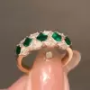 5.36ct Emerald & White Sapphire Wedding Band in Gold