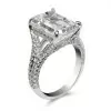 8ct Emerald Cut White Sapphire Engagement Ring