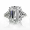 8ct Emerald Cut White Sapphire Engagement Ring