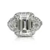 7ct Halo Emerald Cut White Sapphire Engagement Ring