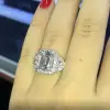 7ct Halo Emerald Cut White Sapphire Engagement Ring