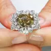 6ct Halo Heart Cut Champagne Sapphire Engagement Ring