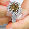 6ct Halo Heart Cut Champagne Sapphire Engagement Ring