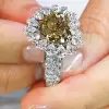 6ct Halo Heart Cut Champagne Sapphire Engagement Ring