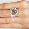 6ct Halo Heart Cut Champagne Sapphire Engagement Ring