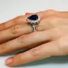 8ct Halo Trillion Cut Sapphire Engagement Ring