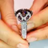 15ct Round Cut Fushsia Garnet Engagement Ring