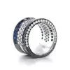 5.5ct Princess Cut Sapphire Bold Paved Wedding Band