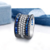 5.5ct Princess Cut Sapphire Bold Paved Wedding Band