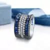 5.5ct Princess Cut Sapphire Bold Paved Wedding Band