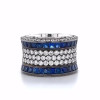 5.5ct Princess Cut Sapphire Bold Paved Wedding Band