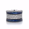 5.5ct Princess Cut Sapphire Bold Paved Wedding Band