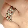 Bazel Set Princess Cut Mechanical Style Men's Ring