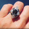 8ct Art Deco Radiant Cut Black Engagement Ring in Gold