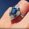 8ct Art Deco Radiant Cut Black Engagement Ring in Gold