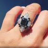 8ct Art Deco Radiant Cut Black Engagement Ring in Gold