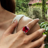 9.5ct Cushion Cut Ruby Cocktail Ring