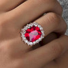 11ct Halo Cushion Cut Ruby Engagement Ring