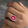 11ct Halo Cushion Cut Ruby Engagement Ring