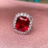 11ct Halo Cushion Cut Ruby Engagement Ring