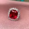 11ct Halo Cushion Cut Ruby Engagement Ring