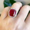 11ct Halo Cushion Cut Ruby Engagement Ring