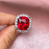 11ct Halo Cushion Cut Ruby Engagement Ring