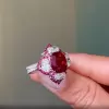 6ct Cushion Cut Ruby Flower Cocktail Ring