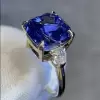 9.5ct Cushion Cut Blue Sapphire Engagement Ring
