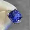 9.5ct Cushion Cut Blue Sapphire Engagement Ring