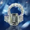 6ct Emerald Cut White Sapphire Wedding Ring Set