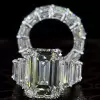 6ct Emerald Cut White Sapphire Wedding Ring Set