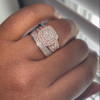Halo Cluster Cushion Frame White Sapphire Wedding Set