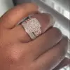 Halo Cluster Cushion Frame White Sapphire Wedding Set