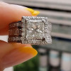 3ct Princess Cut White Sapphire Paved Engagement Ring