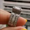 3ct Princess Cut White Sapphire Paved Engagement Ring