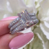 5ct Emerald Cut White Sapphire Paved Engagement Ring