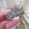 5ct Emerald Cut White Sapphire Paved Engagement Ring