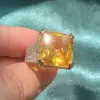 12ct Princess Cut Yellow Sapphire Bold Paved Ring