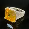 12ct Princess Cut Yellow Sapphire Bold Paved Ring