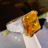 12ct Princess Cut Yellow Sapphire Bold Paved Ring