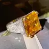 12ct Princess Cut Yellow Sapphire Bold Paved Ring